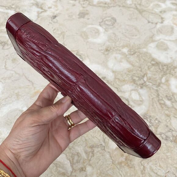 NEW! Vintage Eel Skin Large Wallet Burgundy Red - Picture 6 of 13